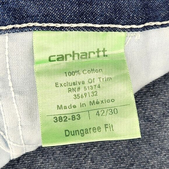 Carhartt Dungaree Fit Utility Blue Carpenter Jeans Workwear Men's 42x30 - Picture 9 of 13